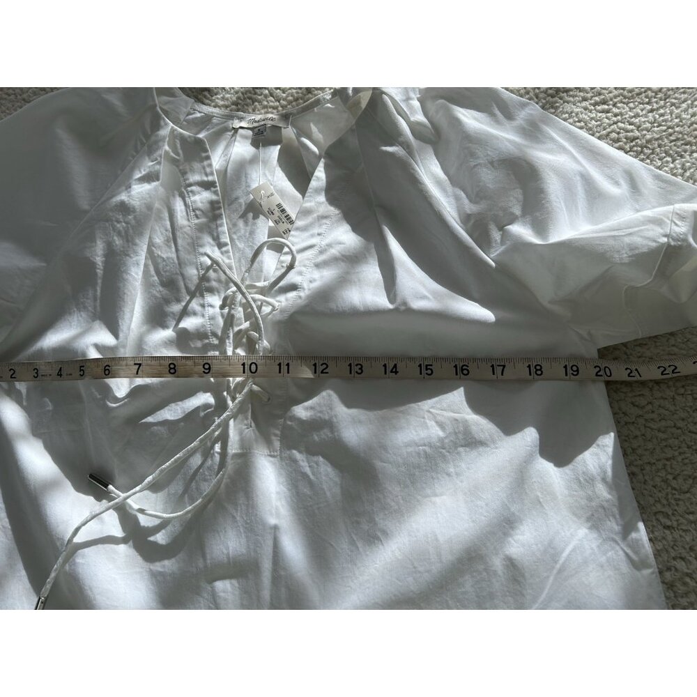 Madewell $98 Womens Short Sleeve Poplin Lace Up Top in White Size S #NW070 - Picture 10 of 12